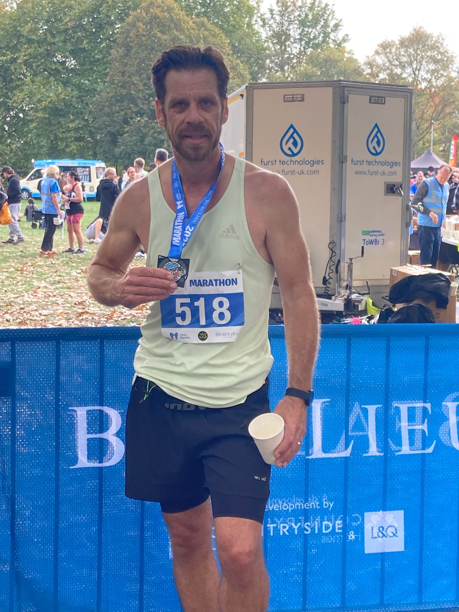 Mark Saunders completes the Chelmsford Marathon