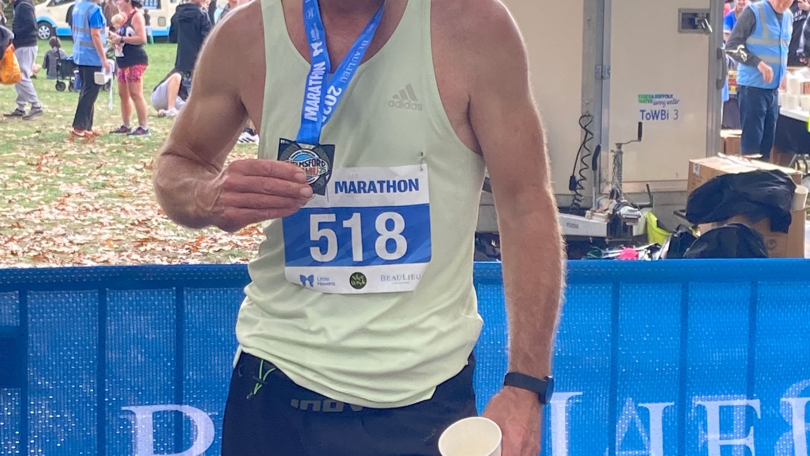 Mark Saunders completes the Chelmsford Marathon