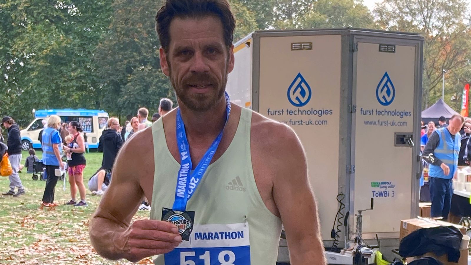 Mark Saunders completes the Chelmsford Marathon